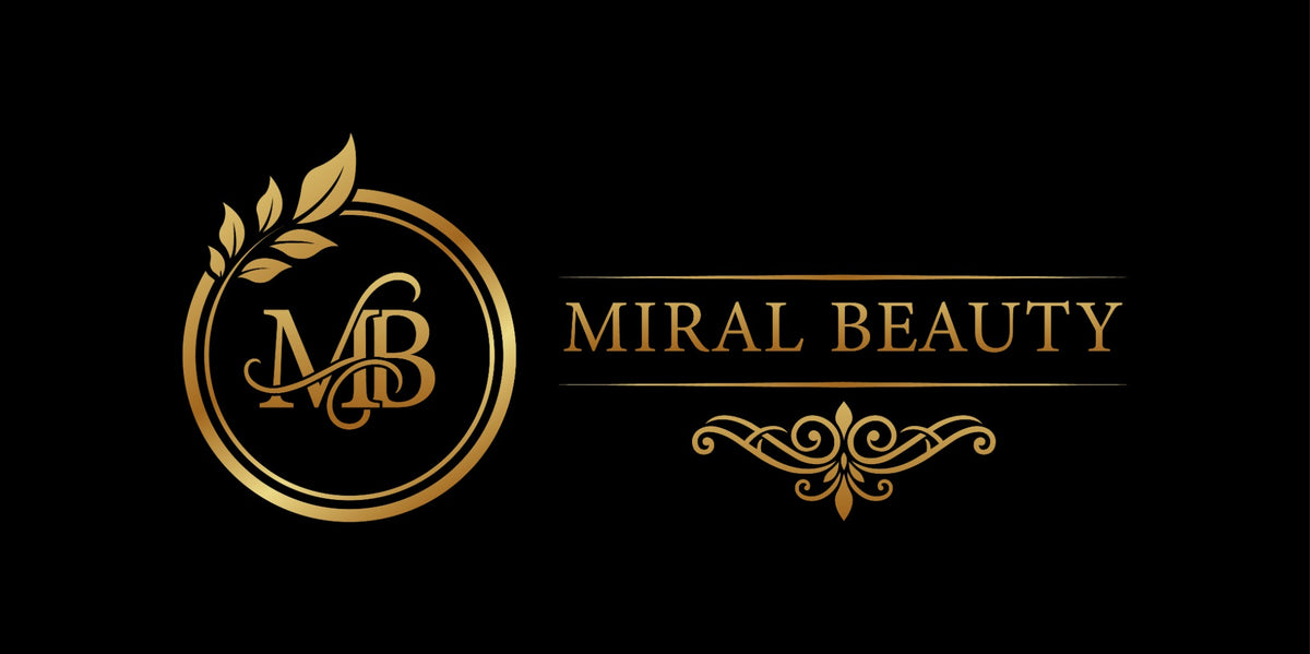 MIRAL BEAUTY original black and gold horizontal logo